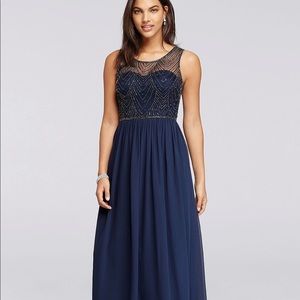 Navy beaded formal dress